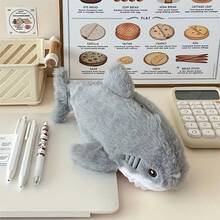 1/3pcs Exquisite Soft Large Capacity Zipper Pencil Case, Multi-Functional Stationery Storage Bag, Student Style Organizer Bag Suitable For Teenagers, School, Office, Travel Gift - Shark - View 4