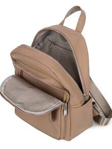 1pc Fashionable Avant-Garde Large Capacity Multi-Pocket PU Faux Leather Premium Backpack, Campus Style Versatile Shopping Backpack - Multiple Colors - View 9