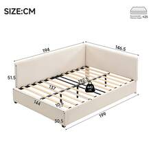 Sofa Bed Frame Beige 194 X 146.5 X 82.5 Cm - Beige - View 4