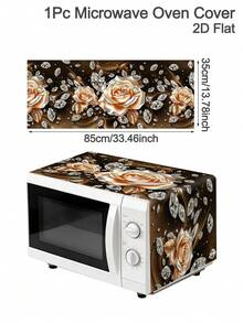 1pc Floral Microwave Dust Cover, Elegant Flowers Design Polyester Toaster Oven Dust Cover, 85x35cm Washable Machine Protector Decor For Home Kitchen, Appliance Dustproof Cover, 2D Flat - Floral - View 14