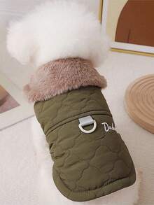 1pc Pet Fur Collar Leash Warm Jacket, Suitable For Autumn/Winter - Multicolor - View 2
