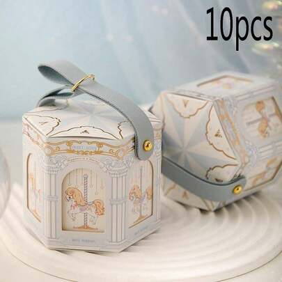 Caja de embalaje para recuerdos de boda, caja de regalo con diseño de carrusel, bolsa de regalo portátil para fiestas navideñas, suministros de embalaje para eventos de inauguración de pastelerías.