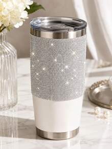 1pc Sequin Rhinestone Sticker, DIY Car Furniture, Water Cup, Photo Frame Decoration Sticker, Self-Adhesive Shiny Crystal Gem Sticker, 9.37*12 Inches (White) - Multiple Styles - View 8