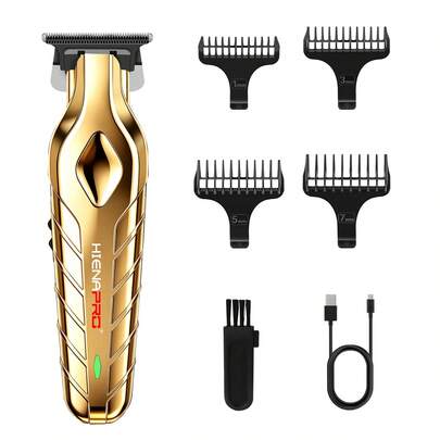 Tondeuse à cheveux électrique HIENA 1 pièce, interface USB, tondeuse à lame en T, tondeuse à barbe pour hommes Blanc/Noir/Bleu/Or, avec brosse, tondeuse à cheveux pour la maison