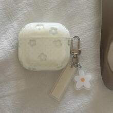 Fashion Creative Light Green Polka Dot Transparent White Flower + Pendant Earphone Case Suitable For AirPodspro3 New AirPodspro2 Protective Cover Pro Cute Apple AirPods4 Minimalist AirPods3 Personalized 1/2 Generation Women's Earphone Case Protective Cover Spring/Summer Earphone Case/Birthday Gift/Holiday Gift - White - View 5