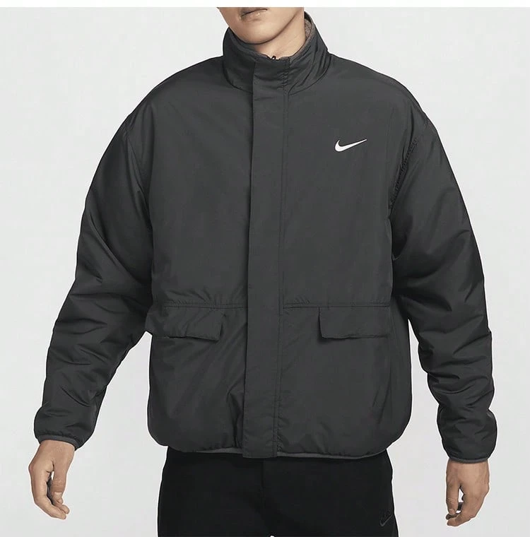 NIKE Men's Versatile Thermal-Lined Reversible Stand Collar Casual Sports Jacket Autumn/Winter HV1737-060 - Black - View 1