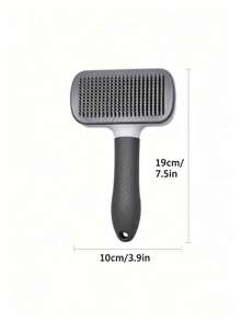 1 Peça Escova Slicker Autolimpante para Animais de Estimação, Pente Removedor de Pelos com Cabo de Conforto, Escova de Massagem e Tosa para Cães e Gatos, Remove Pelos Soltos e Emaranhados da Subcamada, Suprimentos de Tosa Diária para Animais de Estimação - Cinza - Visão 2