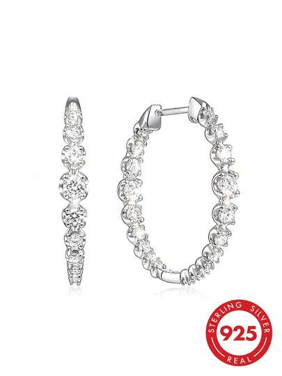 Pure Silver Hypoallergenic Earrings Large Hoop Cubic Zirconia Earrings Fashionable Earrings Suitable For Daily Wear Birthday Gift