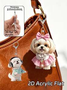 Gantungan Kunci Anjing Maltese Akrilik Datar 2D, Liontin Shih Tzu Lucu, Cocok untuk Interior Mobil, Ransel, Dompet, Ponsel, Kunci Mobil, Hadiah Ulang Tahun untuk Pecinta Anjing - MultiWarna - View 1