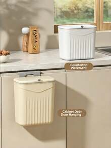 1pc Wall-Mounted Trash Can With Lid, Large Capacity Plastic Hanging Waste Bin, Suitable For Kitchen Trash Can, Room Decor, Bathroom Trash Can, Bathroom Decor, Trash Can For Bathroom, Trash Can For Bedroom, Kitchen Trash Can, Bathroom Accessories, Trash Cans Kitchen, Kitchen Essentials - Multiple Styles - View 6