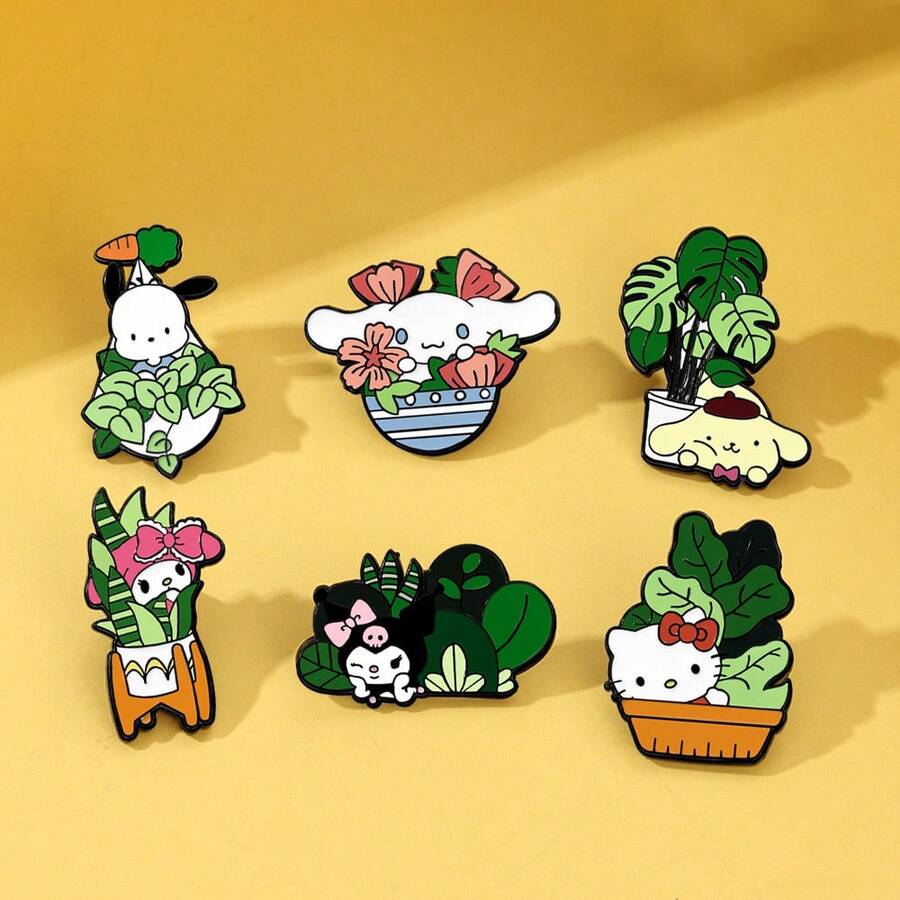 SANRIO 1件可愛卡通三麗鷗胸針,萬聖節與聖誕節金屬徽章,Hello Kitty胸針,柔和甜美貓咪合金包包飾品針 - 彩色 - 查看 1