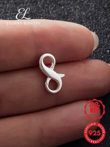 SYMFNY 1 pieza Conector de joyería con símbolo de infinito de plata de ley 925, extensor de pulsera, accesorio DIY - Hebilla en forma de 8 - Ver 1