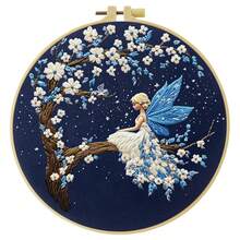 1PC 20*20cm/7.9*7.9in,Evening Theme: Animals And Fairies Embroidery Kit, DIY Handmade Embroidery Set For Adult Beginners, Home Gift, Women's Sewing Gift, Including User Manual, Printed Pattern Fabric, Embroidery Frame, Needle And Thread. - Animals and Fairies - View 20