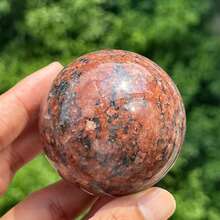 Stonehaven 1 buah Bola Batu Merah (150-350g) - Dekorasi Rumah, Bola Ramalan, Energi Kristal Penyembuhan, Spesimen Mineral, Hadiah Kristal, Tekstur Batu Permata Alami - Bola granit merah - View 6