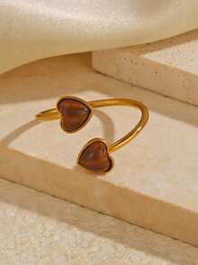 1pc/3pcs Stainless Steel 18K Gold Plated Minimalist Elegant Symmetrical Heart-Shaped Ring Set, Suitable For Women's Daily And Holiday Wear - Multicolor - View 9