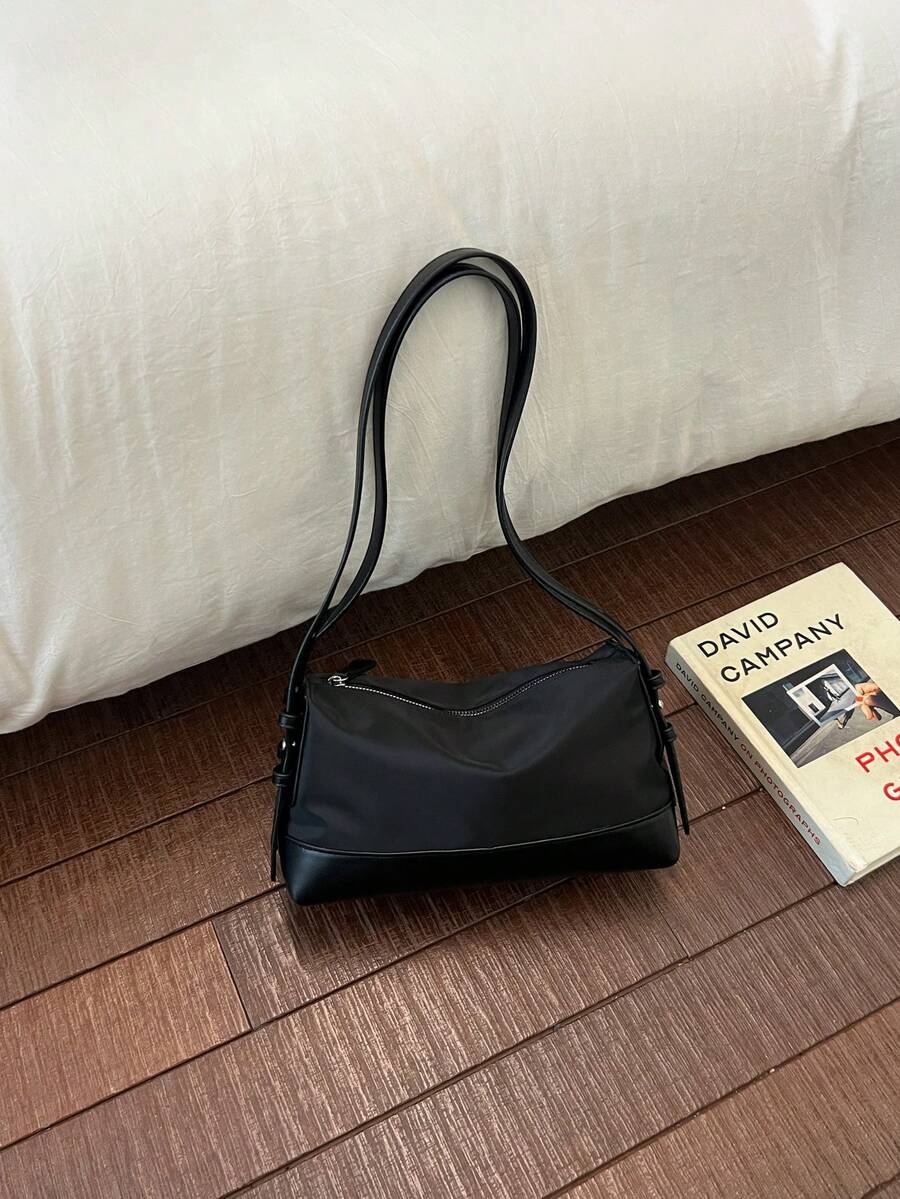 Minimalist Lightweight Pillow Bag, Short-Trip Storage Bag, Versatile Shoulder Crossbody Tote Bag - Black - View 1