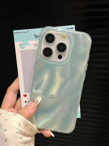 1pc Shiny Sequin Asymmetrical Water Ripple Pattern Glossy IMD Phone Case Compatible With IPhone 17 Pro Max 17 Pro 16 Pro Max 15 Pro Max 14 Pro Max 13 Pro Max 16 15 14 Plus 13 12 Pro 11 Cute Pink Glitter Soft Protective Cover Fashion Y2K Girls Gift - Mint Green - View 3
