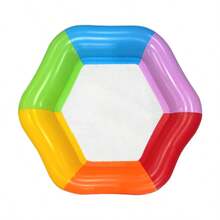 PVC Hexagonal Mesh Water Floating Mat, Color‑Block Inflatable Pool Floating Lounge For Outdoor Water Leisure Relaxation - Multicolor - View 6