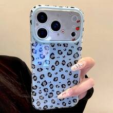 Fashionable Pink Leopard Print Design For IPhone 17 Pro Max 16 15 14 13 12 11 Pro Max Phone Case, Minimalist Protective Back Cover, Shockproof Soft Cover Suitable For Daily Use And Gifts In All Seasons, Valentine's Day, Christmas, Back To School Season Gift Selection - Baby Blue - View 1