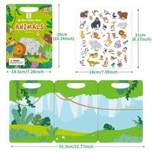 Forest Wildlife Jelly Sticker Book, Immersive Scene Recreation, Baby Nature Science Enlightenment Game, Develop Logical Thinking - Green - View 8