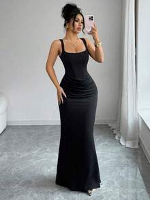 Women Short Dresses - Dark Green - View 6
