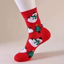 1/5/10 Pairs Autumn/Winter Christmas Socks, Santa Claus, Reindeer, Snowman, Gingerbread Man Cartoon Mid-Calf Socks - Multicolor - View 5