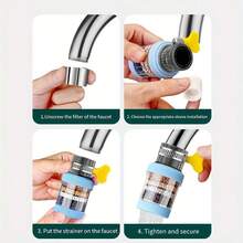 Filtro de grifo, purificador de agua universal anti-salpicaduras, adecuado para grifo de fregadero de cocina, aireador de grifo doméstico, desmontable y lavable, filtra impurezas en el agua, adecuado para Europa y América, viene con adaptador, nuevo producto de verano. - azul - Ver 3
