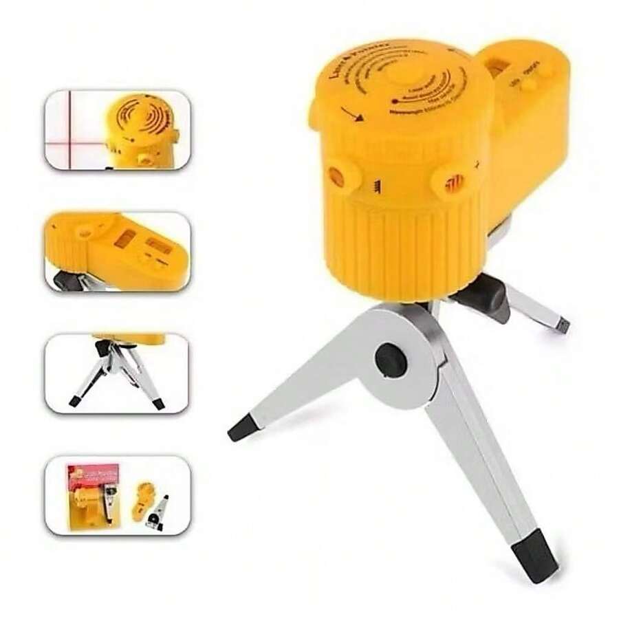 Nível Laser Giratório 360º Com Tripé Nivelador Multifuncional Profissional Piso Teto 5 Modos - Laranja - Visão 1