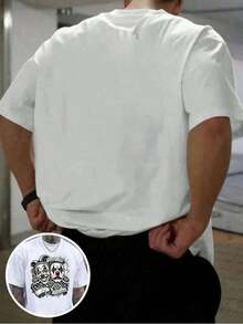 1pieza Camisetas para Hombres Ropa para Hombres Ropa para Hombres 180G Negro y Blanco con Tema de Juegos, Siempre Patrón de Juegos, Impresión de Alta Calidad, Cuello Redondo - Blanco - Ver 4