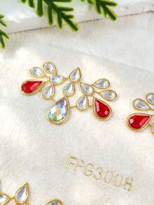 1 pieza Pegatina de cristal de estilo bohemio para la cara, cristal rojo en forma de lágrima + cristal transparente, pegatina de cristal autoadhesiva para la cara, adecuada para festival de música, carnaval, fiesta de disfraces, Halloween, fiesta temática - Multicolor - Ver 7
