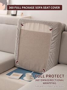 1pc Elastic Thickened Comfortable Fleece Sofa Cover, Non-Slip Full Coverage Sofa Seat Cover, All-Season Universal Sofa Cushion Cover, Fabric Thickened Sofa Cover Cloth, Machine Washable, Dust-Proof, Dirt-Resistant, Home Decor, Pet-Friendly Protective Cover, Light Gray Fresh Room Decoration, Adjustable Corner Sofa Cover Suitable For Bedroom, Office, Living Room Combination And L-Shaped Sofa Blanket And 1234 Seat Covers - Light Grey - View 9