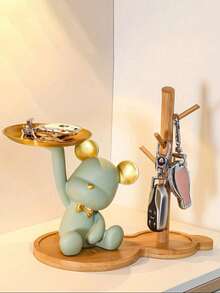 1件竹製收納托盤 玄關鑰匙架 香水化妝品珠寶收納盤 裝飾展示盤 杯架 珠寶架 家用客廳辦公桌裝飾 臥室裝飾 返校季 - 彩色 - 查看 10