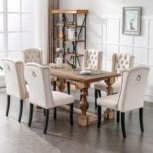 Beige Matbordsstolar Set 4-Pack med Ek Bänkar - Beige - Visa 5