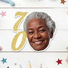 UNICCUT Custom Birthday Photo With Gold Age Number Sticker Personalized Face Photo Label Sticker Birthday Party Decoration Gift Card, Gift Decoration Label - Multicolor - View 14