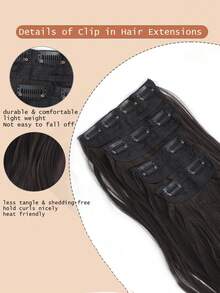 Syntehtic Long Body Wave Clips In Hair Extenstion Protain High Temperature Synthetic Hair Extensions 4Pcs/Lot Black Cool Brown Long Wavy Thick Clip-In Wig Pieces - Multicolor - View 4