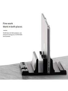 [Adjustable Ergonomic Laptop Stand]1pc Adjustable Ergonomic Laptop Stand, Height Adjustable Desktop Laptop Stand, Achieves Optimal Viewing Experience - Space-Saving Vertical Storage Rack Compatible With MacBook, Tablet, Black - Multicolor - View 2