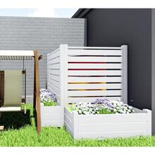 White Vinyl Privacy Fence Panel Screen With Planter Box Enclosure Decorative Fence Partition Conditioner Unit Trash Can Pool Equipment White Two Pack - Louvered - 2 Panels - With Plant Box - View 6