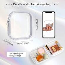 1/2pcs Transparent Hard Shell Zipper Storage Bag, Transparent Hard Plastic Zipper Pouch, Double Zipper Hard Shell Storage Bag, Travel Storage Bag, Transparent Makeup Bag, Suitable For Storage, Snack Bag, Pencils, Building Blocks, Travel Essential - View 10