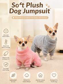 1pc Plush Fleece Pet Jumpsuit Four-Legged Clothing Dogs Clothes Autumn/Winter Windproof Warm Outfit Suitable For Puppy Small Dogs - Multicolor - View 1