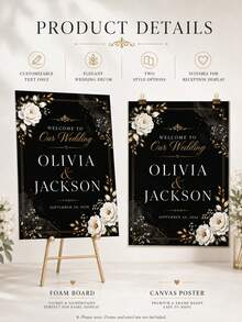 Custom Wedding Welcome Sign, Custom Plaque, Wedding Plaque, Personalized Plaque, Personalized Welcome Sign, Party Gift, DIY Party Entrance Sign, Upload Your Photo, Suitable For Birthday, Retirement, Wedding Party And Home Decor, Photo Welcome Sign, Elegant Photo Wedding Welcome Sign Template, Welcome Board, Wedding Photo Collage, Modern Welcome Sign, Printable Wedding Reception Poster - Multicolor - View 3