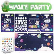 Space Party Adventure Theme Jelly Sticker Book, Universe Planets Astronaut Stickers, Free Creation Space Scene Game, Inspire Children's Aerospace Dreams And Imagination - Blue - View 8