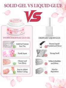 TWOING 25g Fresh Scent Solid Nail Gel, Strong Hold Transparent Gel, Suitable For Press-On Nails, Fake Nail Tips And Rhinestones, Long-Lasting UV/LED Nail Gel, Home Use - 25g - View 7