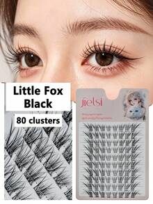 60pcs C-Curl Curly Cartoon Fox Eye Cluster Fake Brown Eyelashes, DIY Individual Lash Extension, Natural & Soft, Segmented False Eyelashes, Natural & Soft, Segmented False Eyelashes Christmas Eyelash - View 12