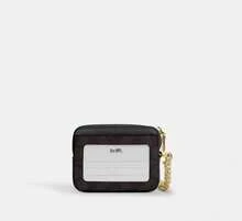 Coach 女款拉鍊腕帶錢包 信用卡夾 Mini 硬幣包 附透明 ID 視窗與卡槽 - 黑胡桃木色 - 查看 2