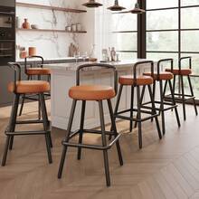 Set Of 6 Dining Chair, Brown PU Leather - 棕色 - 查看 1