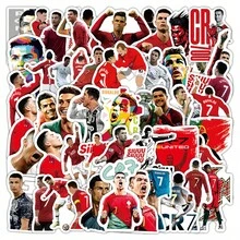 FIFA 50pcs Cristiano Ronaldo Football Stickers, Football Player Portrait, #7 Jersey And Celebration Action Stickers, Suitable For Scrapbook DIY Crafts - Multicolor - View 1