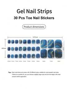 Stiker Kuku Kaki Gel Semi-Kering Musim Panas, Desain Kilauan Berkilau, Stok Tersedia Grosir, Tahan Air & Tahan Lama - Navy Blue - View 4