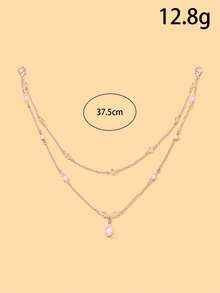 1pc Fashion Crystal Pearl Pendant Multi-Layer Back Chain Women's Evening Party Dress Back Chain - Silver - View 3
