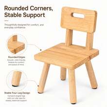 Solid Wood Low Stool With Back & Handle, Nordic Footrest For Living Room, Entryway Shoe Bench - Yellow - View 4