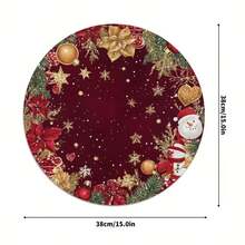 1/2/4//6/8 Christmas Themed Christmas Tree And Snowflake Snowman Garland Placemats, 15 Inch Single-Sided Circular Party Placemats, Suitable For Party Kitchen And Dining Decoration, Banquet Decoration, Very Suitable For Christmas Home Decoration - Multicolor - View 20